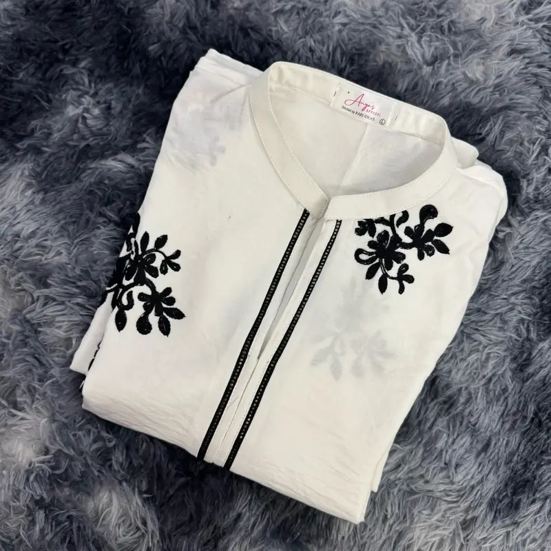 One piece White embroidered kurti Marina Fabric Large to 2XL sizes Traditional Womenswear 3