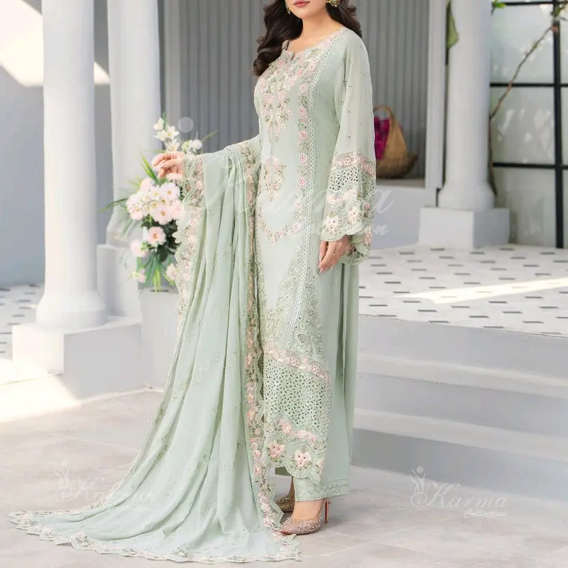 ORIGINAL BRANDED 3PC READY-MADE LUXURY EMBROIDERED PARTY WEAR KARMA CHIFFON COLLECTION Womenswear Formal 6