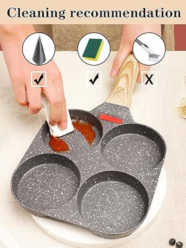 Product Introduction of Bobikuke Egg Pan Non Stick, 4 Hole Egg Frying Pan Egg Burger Pan Multi Pancake Pan Aluminum Fried Egg Pan for Breakfast (Black) 10