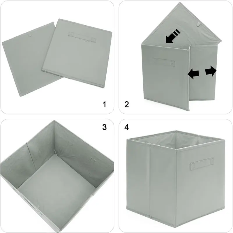 Set of 8 Foldable Storage Box, 33 x 38 x 33 cm, Fabric with Handles Storage Cubes And Cloth Storage Organizer Drawer For Closet And Toys Storage, Gray 1