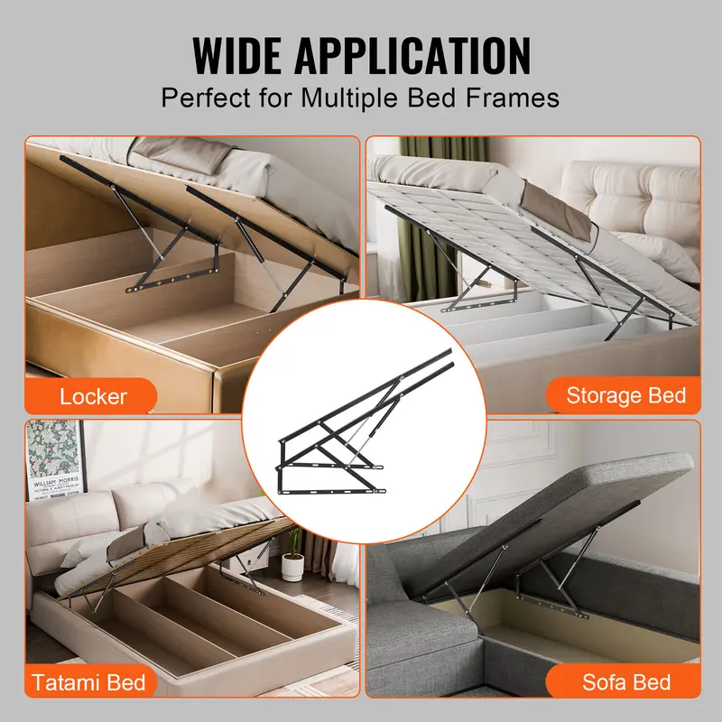 VEVOR Bed Lift, 59x71 in Compatible Bed Size 154 lbs Load Bearing, DIY Wall Bed Mechanical Hardware Kit Vertical Deluxe, Pneumatic Lever Heavy Duty Bed Support, Folding Wall Bed for Guestroom 5