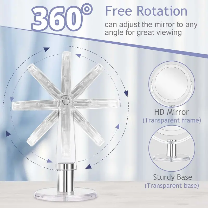 Makeup Mirror with Stand, 1X/15X Magnification Double Sided 360 Degree Swivel Magnifying Mirror, 6.25 Inch Portable Table Desk Counter top Mirror Bathroom Shaving Mirror 2