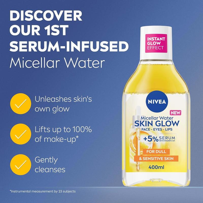 NIVEA Skin Glow Serum Infused Micellar Water Revitalising Micellar Cleansing Water with Amino 400ml Makeup Makeup Remover Waterproof Cosmetic 2