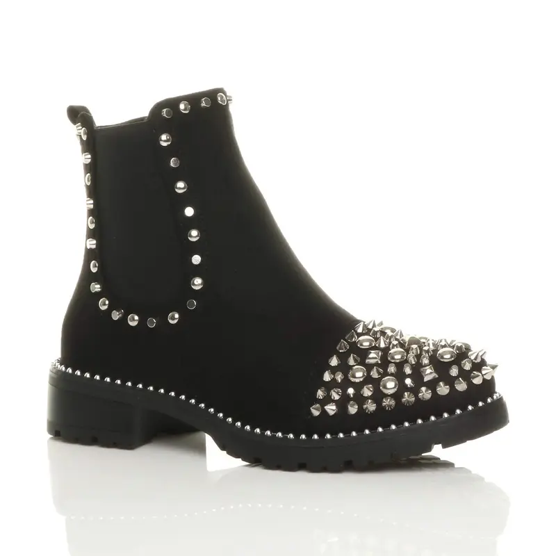 Low Heel Chunky Studded Chelsea Ankle Boots - I8887 5