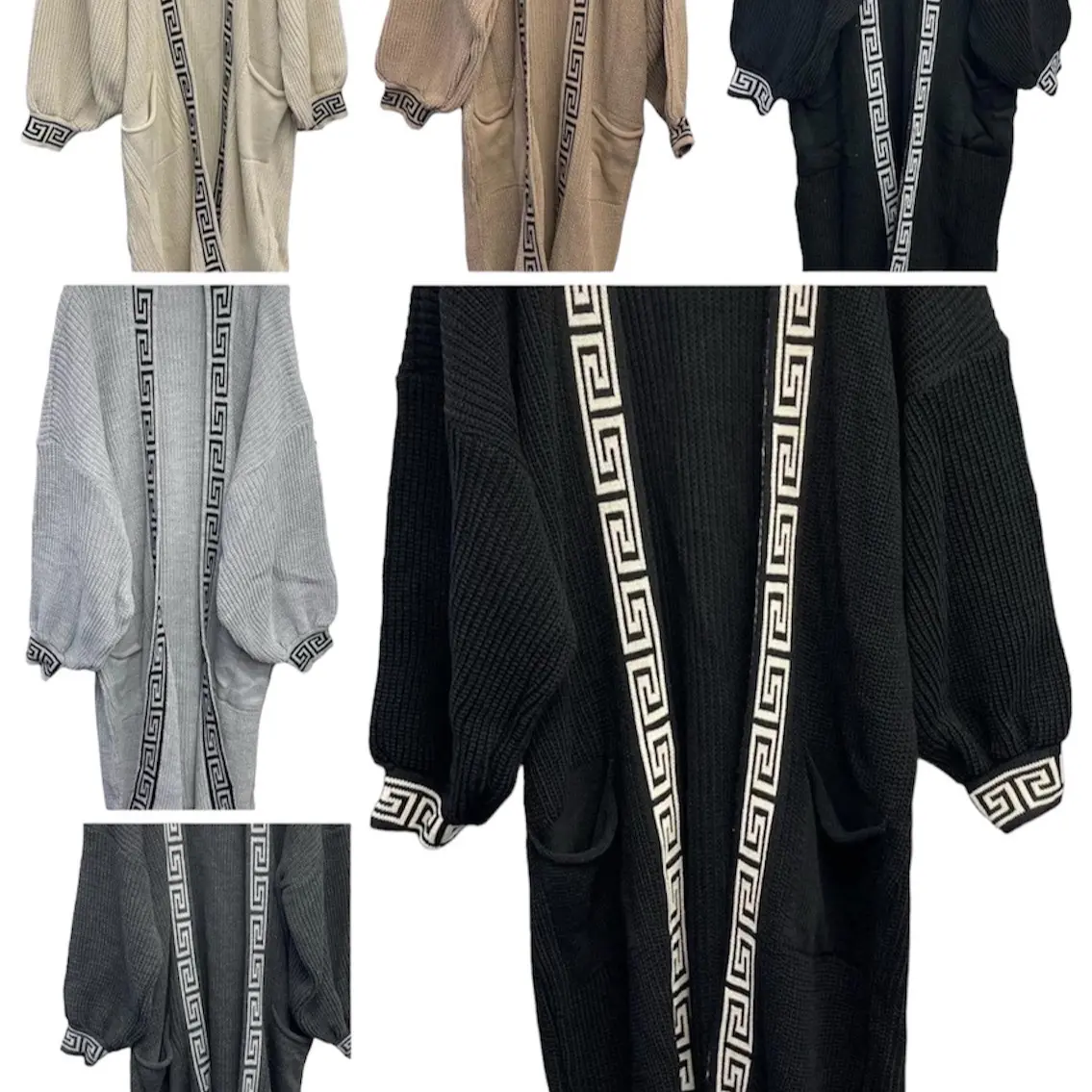 Balloon Sleeve Cardigans with Organised Pockets Printed Womenswear