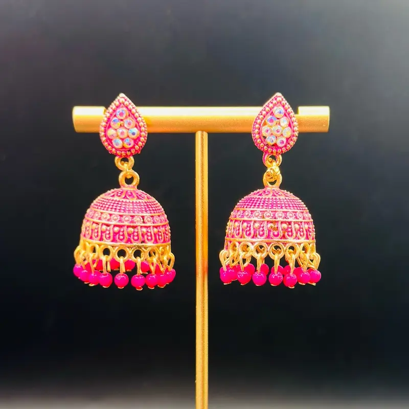 Tear Drop Shaped Dome Jhumka Earrings 1