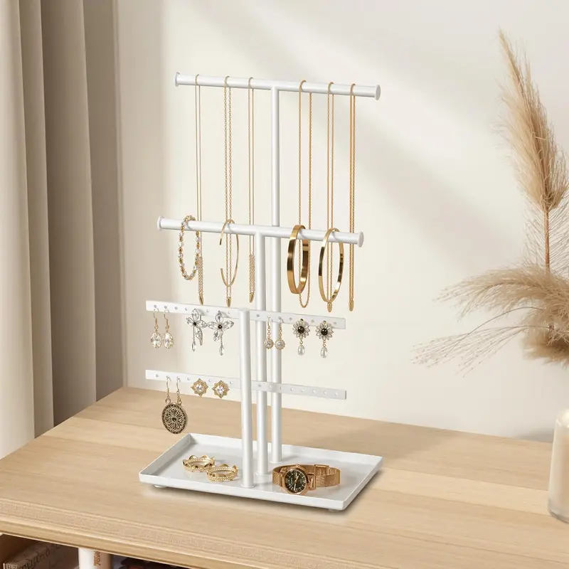 Jewelry Holder Organizer Necklace Display: Metal Aesthetic Room Decor Tree Stand for Bracelet Hanger and Earrings Storage 2