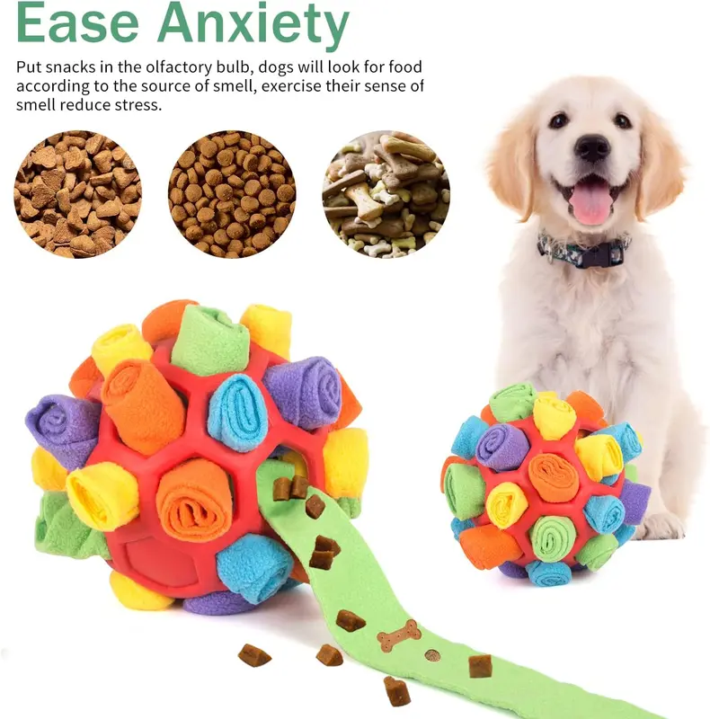 Interactive Dog Puzzle Toy – Snuffle Ball & Treat Dispenser for Slow Feeding, Mental Stimulation & Foraging – Squeaky & Durable Dog Toy - Herding Ball Dog enrichment 2