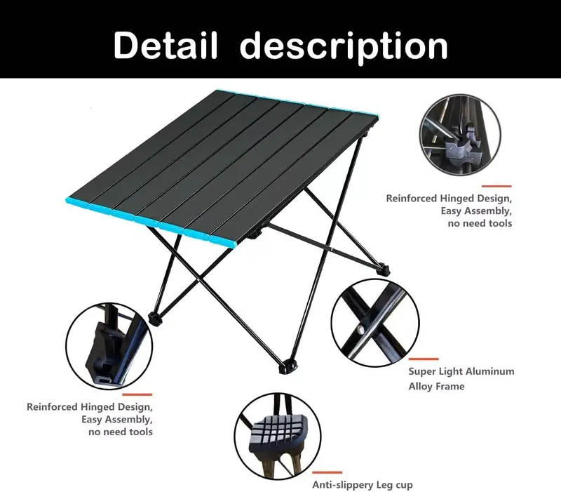 Folding Camping Tables With Carry Bag Portable Garden Picnic BBQ Beach Fishing 3
