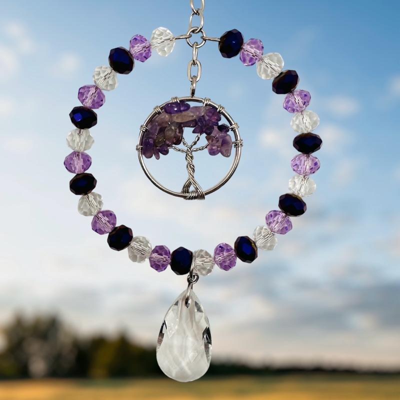 Amethyst Tree Of Life Sun Catcher Handmade Hanging Home Decor Natural Crystal 2 Sizes Available 3