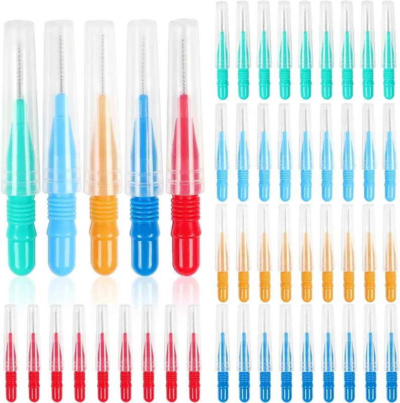 50 Pieces Interdental Brush,Toothpicks Tooth Flossing Head Oral Dental Hygiene Brush,Teeth Cleaner Dental Floss Stick Tooth Cleaning Tool Comfort Cleanser 0