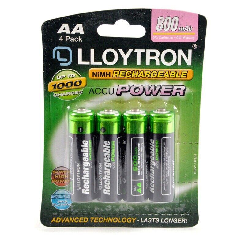 Lloytron AA Rechargeable Batteries 800 mAh NiMH Phone Remote Camera, pack of 4 Accessories 1
