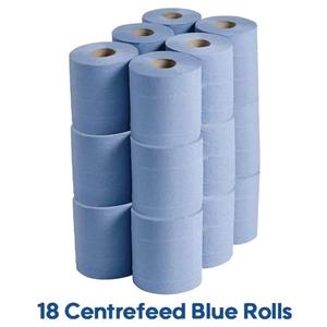 2-Ply Centrefeed Blue Rolls - Pack of 18 Rolls - Ideal for Kitchens, Bathrooms, Offices, and More - Wipes, Toilet Cleaning Towels