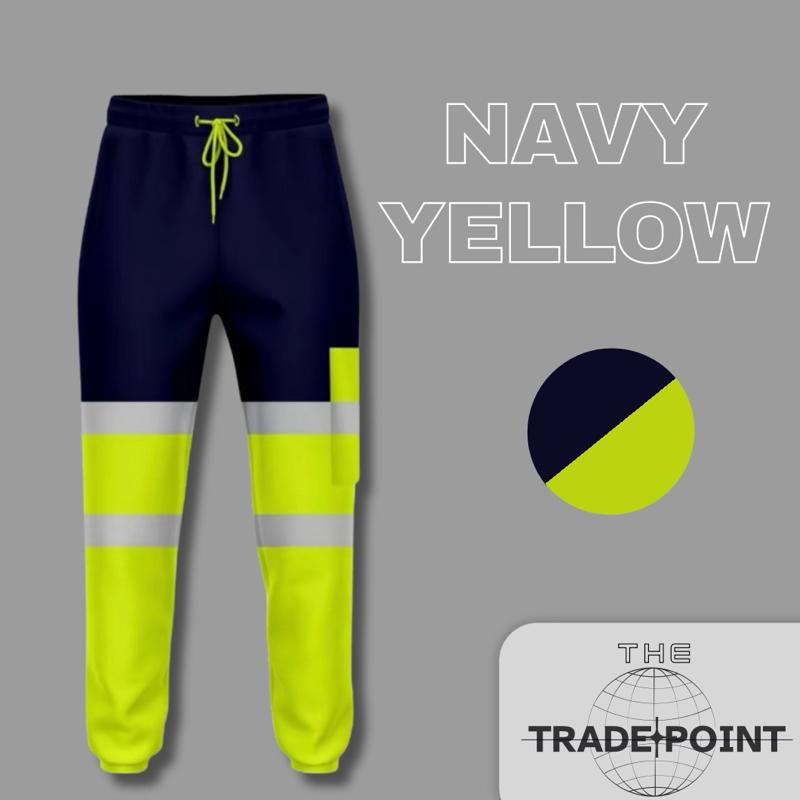 Hi Visibility Workwear Joggers Menswear Reflective Comfort Fitted Mid Pants Stretch 4