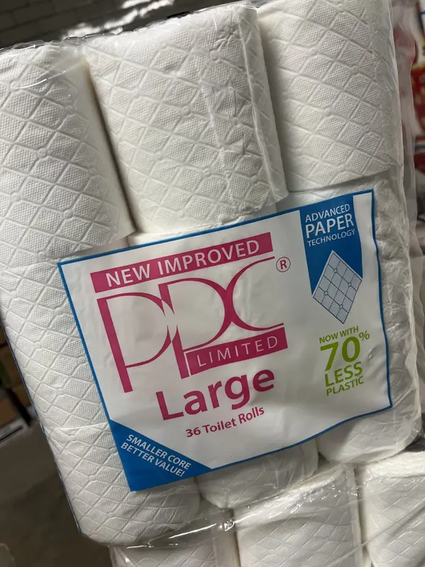 36 / 72 / 108 / 144 -Pack PPC Large 2-Ply 12m Bathroom Luxury Quilted Toilet Rolls - Loo Roll Wipes 3