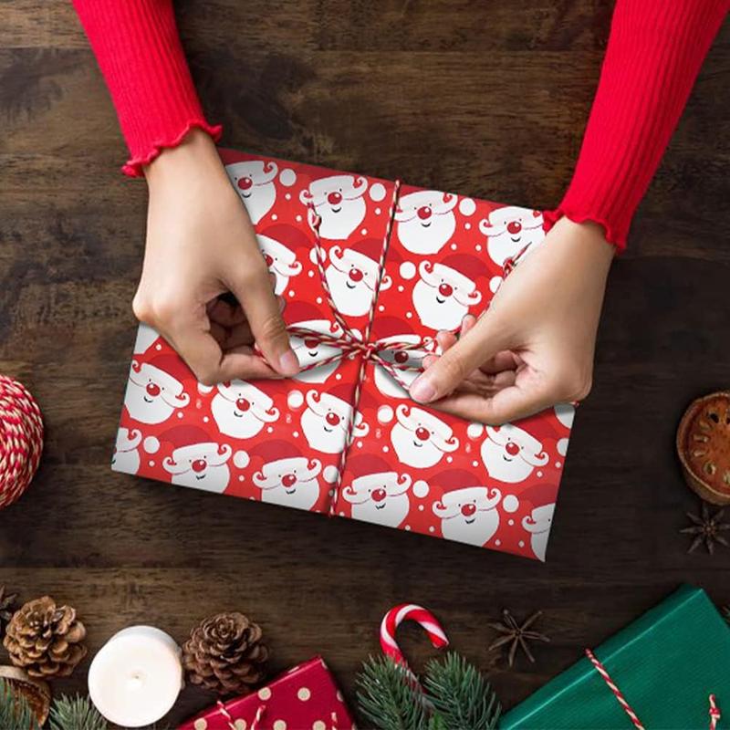 ANGIX Cute Christmas Wrapping Paper Roll with 32+ Matching Tags - 4 x 8m Sheets in 4 Different Colours 2