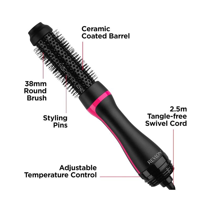 Revlon Round Brush Dryer and Hair Styler with 820W Airflow Dryer Motor and Ceramic-Coated Barrel - One Step Root Booster - For Volume, Flips, Waves and Soft Curls - Ionic Technology for Reduced Frizz and Static 3