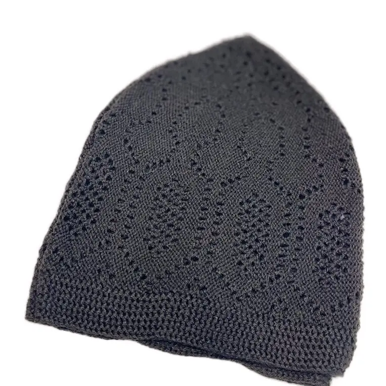 Black & White Prayer Cap for Men - Regular Size Islamic Skull Cap 3