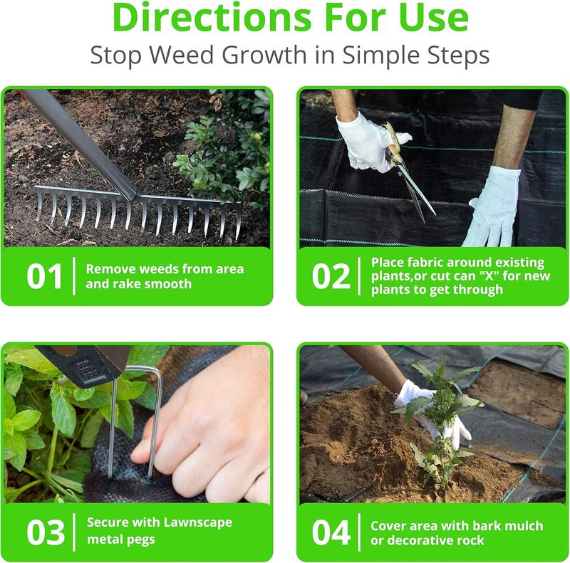 Weed Control Membrane 2M x 5M 105GSM Heavy Duty Weed Membrane Breathable Weed Control Fabric Landscape Fabric for Weed Barrier in Garden, Ground Cover, Raised Bed, Underdecks and Walkways 3