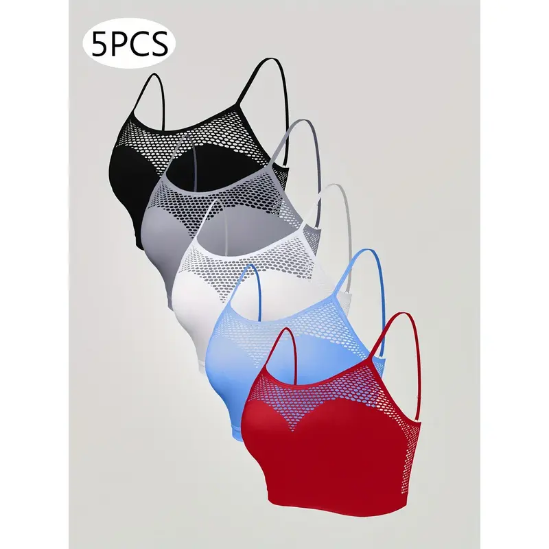 5 Pcs Women's Seamless Bras - Adjustable, Breathable, No Trace, Hollow Out for Comfortable Underwear & Outer Wear Womenswear Basic 3