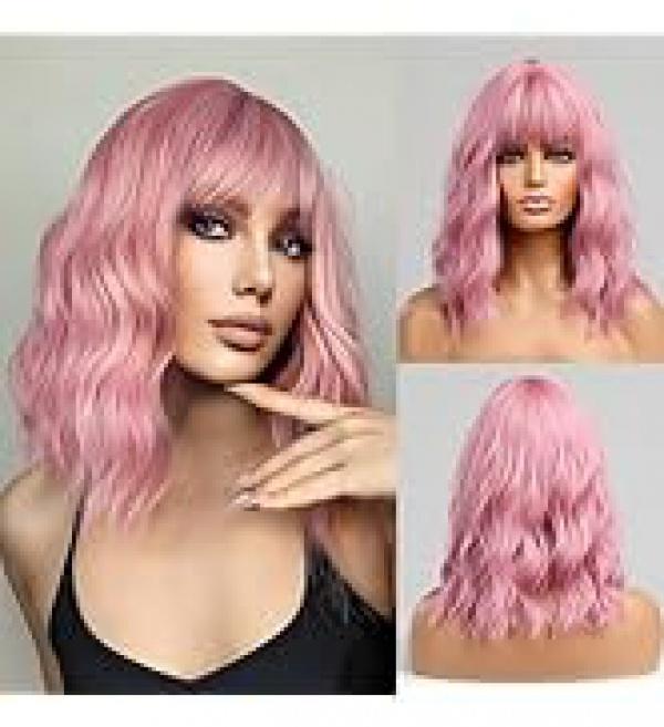 Product Introduction of incohair Green Wigs matcha green Wig with Bangs Women Girls Short Curly Wavy Bob Wig Shoulder Synthetic Party Wigs Wig Cap Included (matcha green) 35