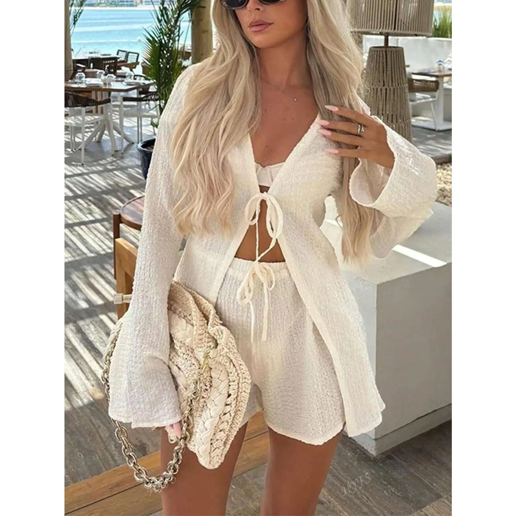 Women's solid color minimalist casual vacation 2 pieces set [S20] Womenswear Clothes