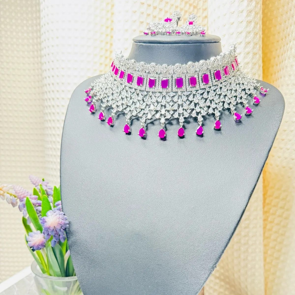 Gorgeous Drop Stone Choker Necklace Anniversary Engagement Auspicious Birthday