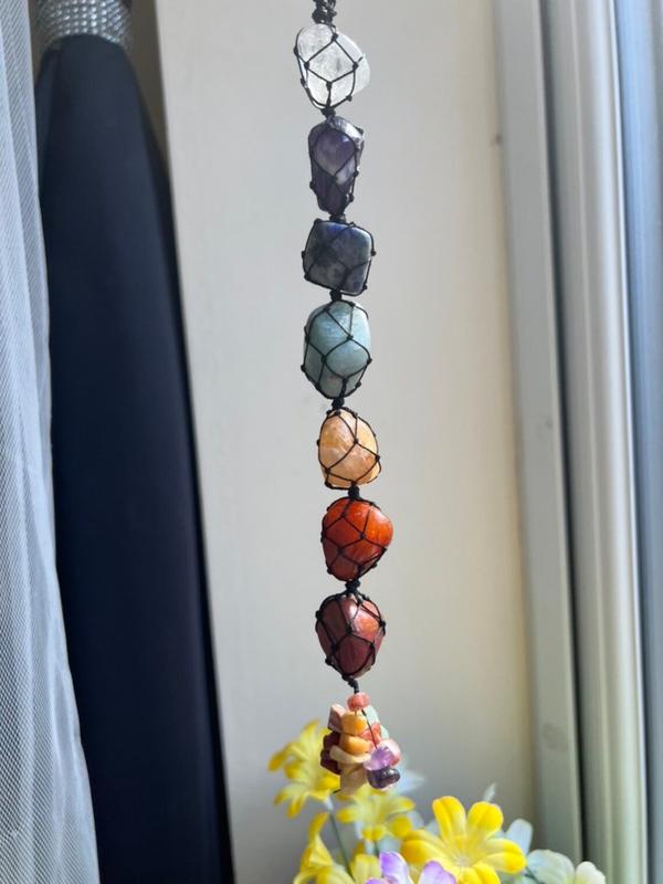 7 Chakra wall Hanging , Car & Window Hanging ,Spiritual Meditation Feng Shui Ornament Natural Stones Car and Home Decor handmade gift Crystals Decorative Hangable Pack Decoration 5