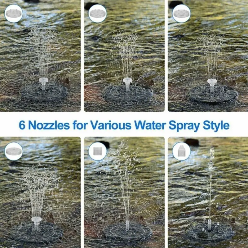 Solar Powered Fountain Water Feature Pump 16CM Garden Pool Pond Aquarium 8LED UK 6