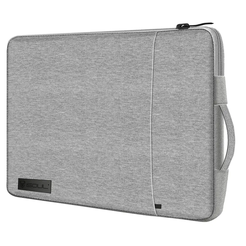 iSOUL 14-15.6 inch Shock Resistant Laptop Sleeve Case Briefcase Bag [Accessory Pocket] Compatible for Laptop Waterproof Case Cover for MacBook Pro/Surface Book/XPS 15 /Chromebook/HP/Lenovo Grey 0