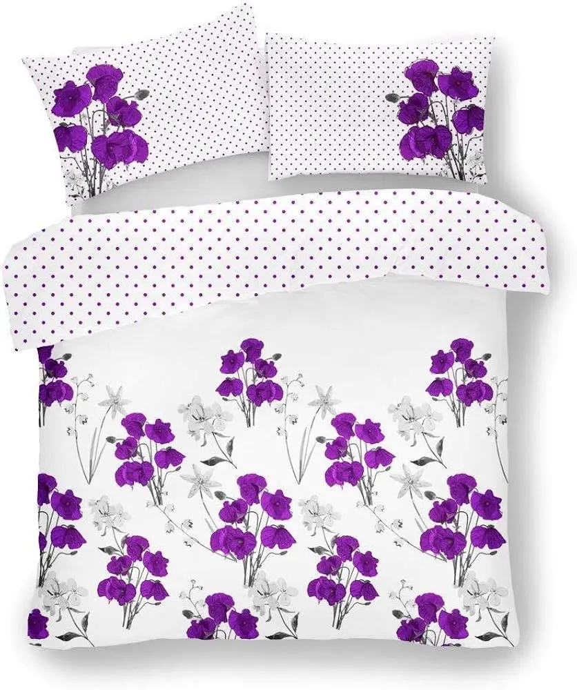 Duvet Cover Set Double, Reversible Printed Bedding Sets, Breathable Bed Covers