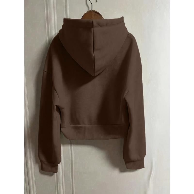 Cozy Drop Shoulder Hoodie - Fashion Hoodies with Kangaroo Pocket, Casual Zipper Long Sleeve Drawstring Sweatshirt, Soft Women's Clothing for Everyday Wear 7