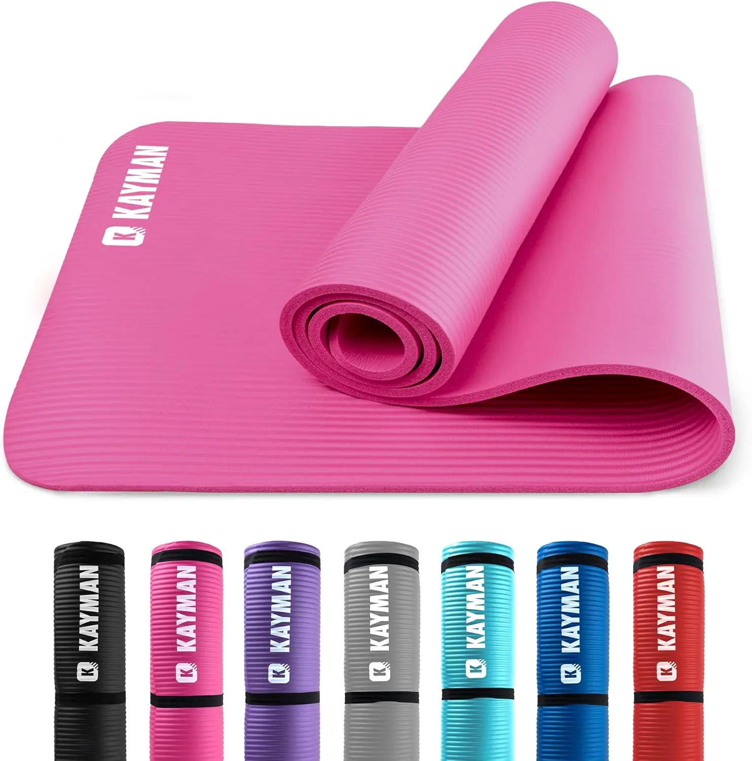 KAYMAN Yoga Mat – Multi-Purpose Extra Thick Foam Exercise Mats – Ideal Floor Mat for Pilates, Stretching, Resistance Workout & Therapy – Home & Gym Equipment Accessory for Men Women Kids –183 x 60cm