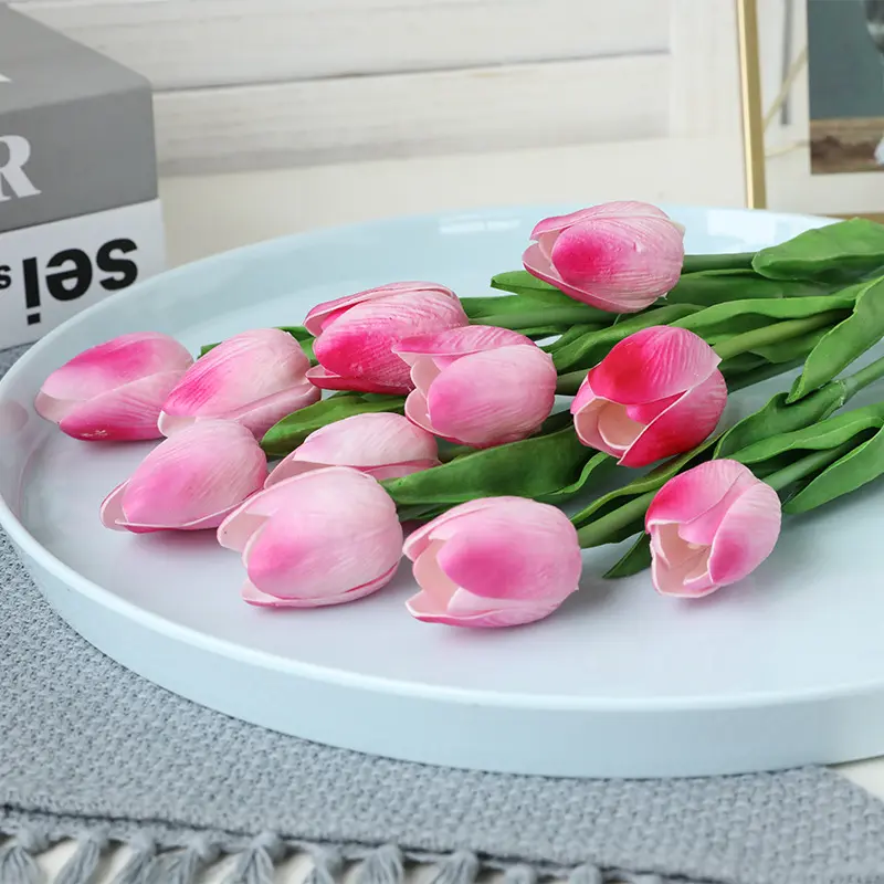 FLW007  Mini  Artificial Tulip Stem in Pink Mix (1 piece) 1