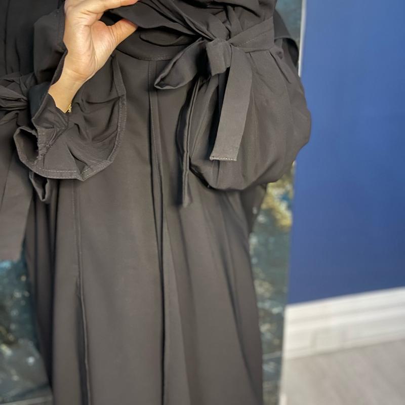 Firdous Abaya - Muslim Women's Clothing - Islamic Prayer Attire lover pink open plain regular sleeve minimalist daily 7