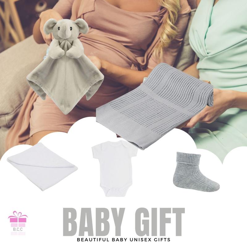 Baby Hamper Newborn Baby Unisex Gifts Includes Baby Essentials for Newborn Extra Soft Cellular Blankets Baby Muslin Squares Brush and Comb and Baby Manicure set 4