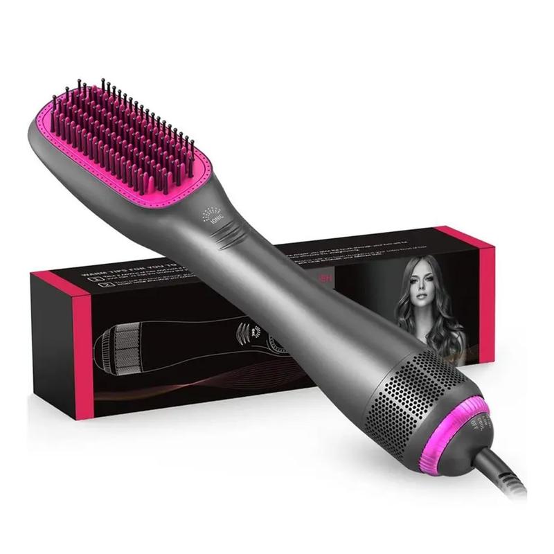 3 in 1 Hair Dryer Brush & Straightener Brush, Professional 1200W Powerful Ceramic Tourmaline Ionic Hot Air Brush, 3 Heat/2 Speed Settings One Step Hair Dryer and Styler for All Hair Comfort Smooth Hair Brush Case Handle Case Handle Smoothing 1
