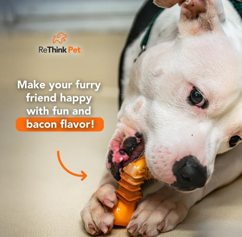 ReThink Dog Dental Munch Ring Chew Bacon Flavour Large Durable Pet Toy Textured 3