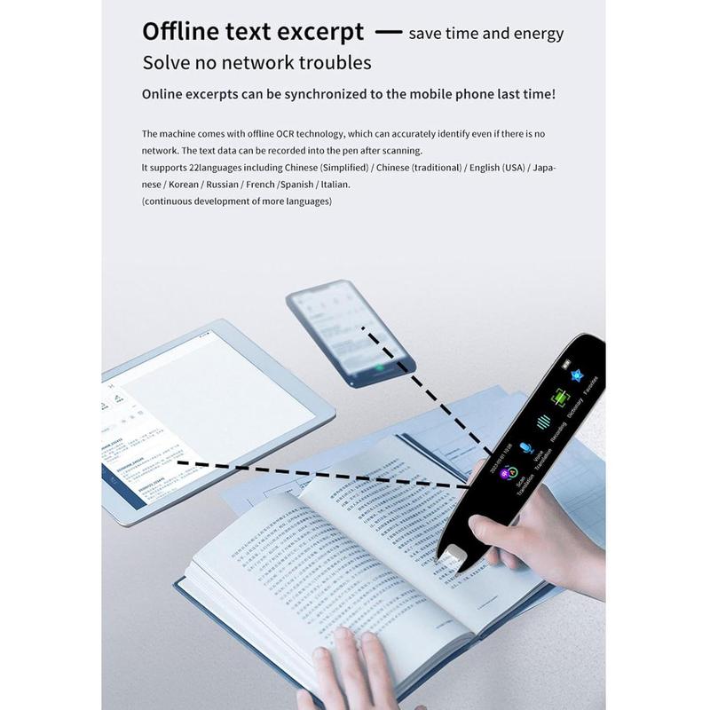 Multifunctional Translation Scanning Pen, Built in Recording, 13 Languages Supported, ABS Material, Reading Pen with Translation, Translator Pen for Home, School, Library 2