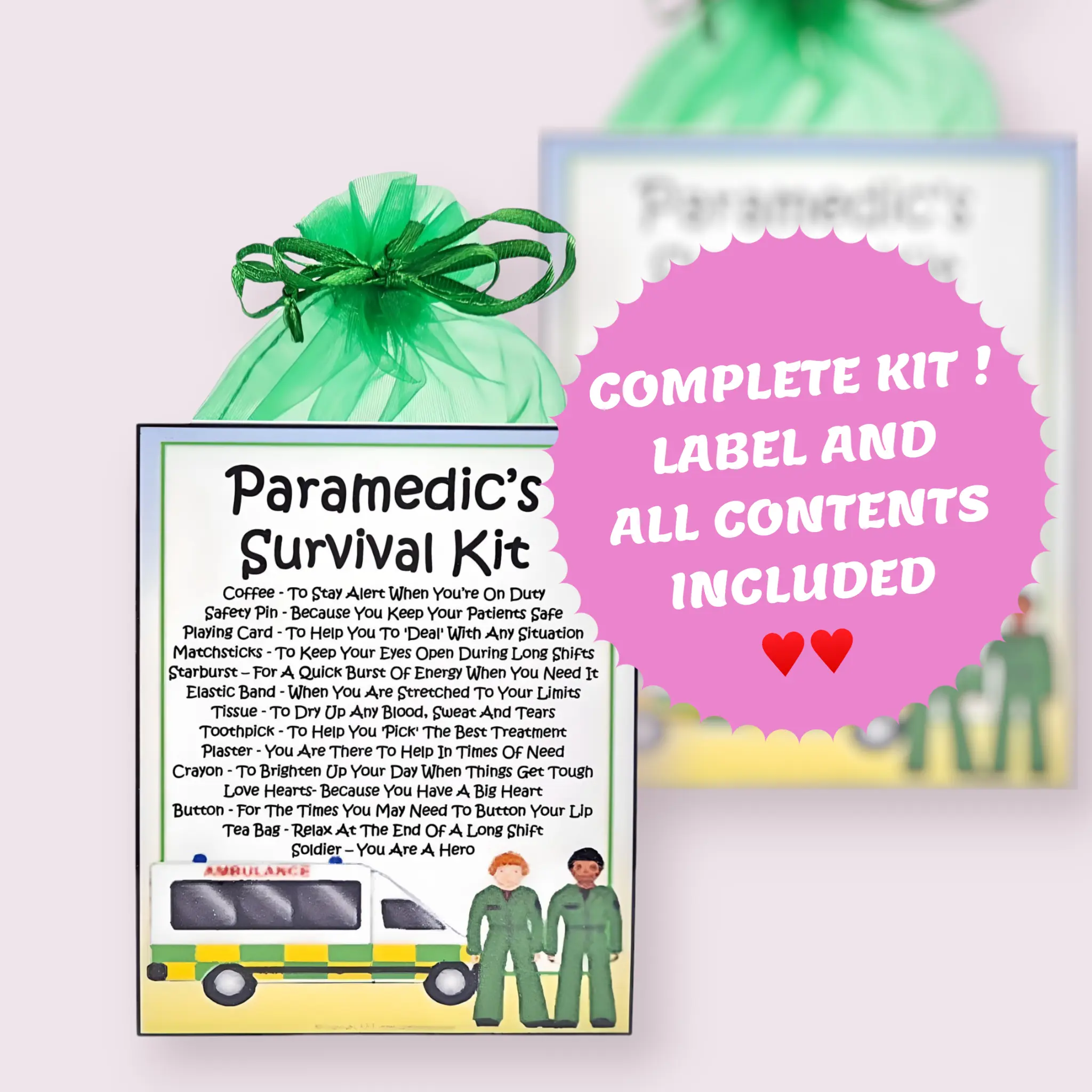 Paramedic's Survival Kit ~ Fun Novelty Gift & Greetings Card Alternative | Birthday Present | Thank You | Paramedic Gift | Personalised Keepsake