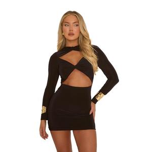 Miranda Womenswear Rebellious Fashion Slinky Twist Cut Out Mini Dress