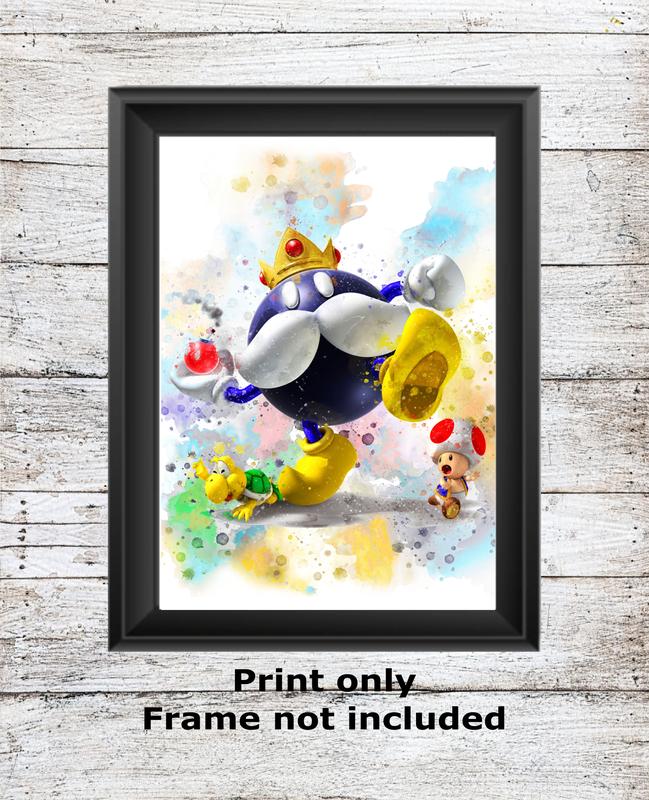 Super Mario unframed watercolour wall art childrens bedroom A5 A4 A3 High Quality Prints 1