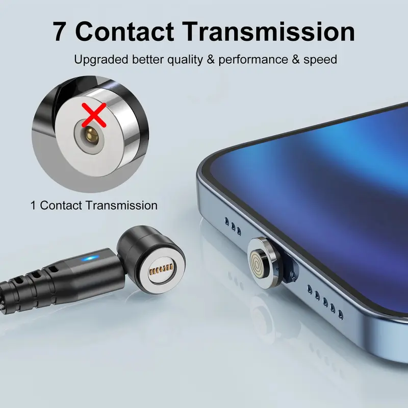 Magnetic Charging Cable 3 in 1 Magnet USB Cable 360 ° + 180 ° Rotating Charging Cable 3A Fast, 1M or 2M Nylon Braided Magnetic Cable Compatible with Micro USB,Type C/USB C,I-Phone, for phone, Tablets, and more, 3A USB C to USB C fast charging cable. 7
