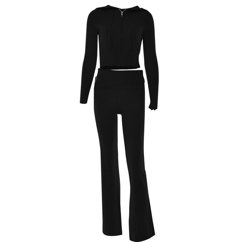 Product Introduction of New Knitted Hooded Women's High-Waisted Two-Piece Set - Basic Minimalist Lady's Suit - Gamis, Clothing 11