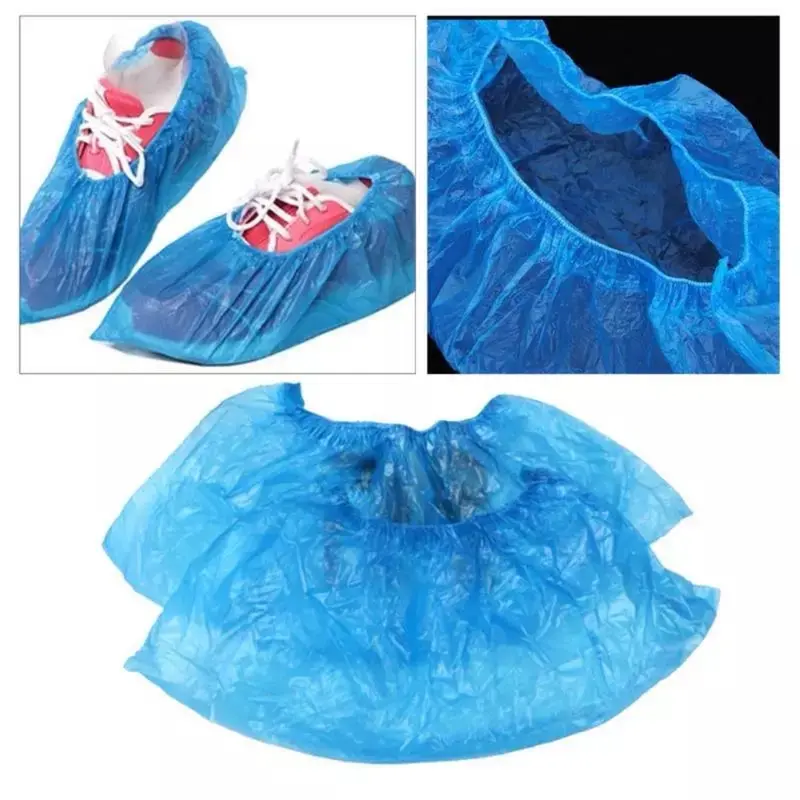 BLUE Shoe PROTECTORS Covers Overshoe DISPOSABLE Plastic Rain WATERPROOF Carpet 2