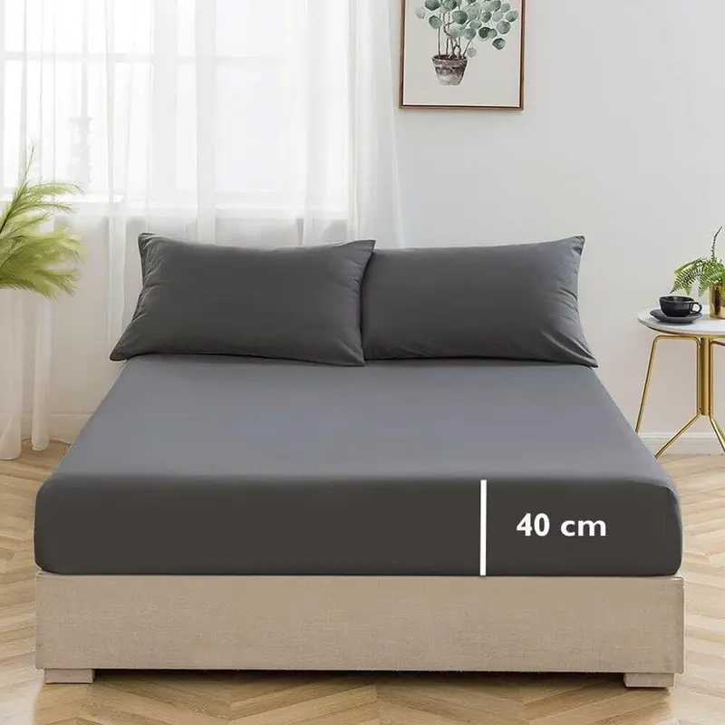 Extra Deep Fitted Bed Sheets 16"/40cm Deep Pockets With Elasticated Corners | Bedding & Linen Easy Iron All Seasons 52% Polyester 48% Cotton Polycotton | Single Double King Super King Sizes | Ultra Soft Brushed Microfiber Shrinkage and Fade Resistant | 2
