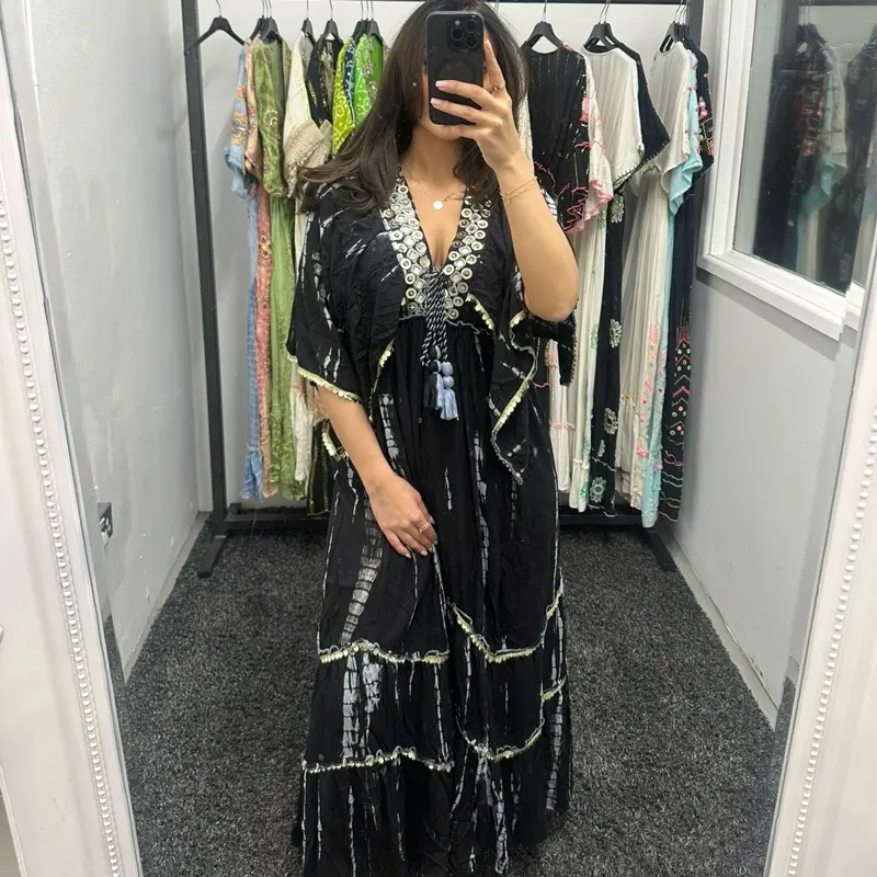 Women's Black Boho Dress -  - Womenswear