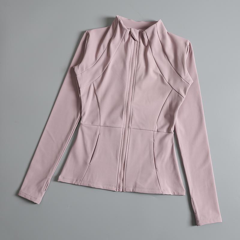 Product Introduction of New yoga wear ladies coat round high elastic loose exercise yoga fitness long sleeve stand-up collar  yoga tops 3