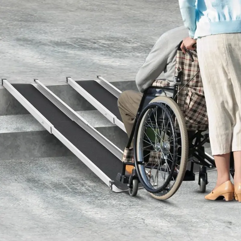 Gardhom Foldable Wheelchair Ramps 4FT, Portable Aluminum Ramps for Wheelchairs with 272kg Capacity 1