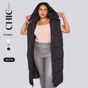 ChicHero Winter Warmer Slim Side Pocket Long Puffer Comfort Gilet Casual Fit Vest Womenswear Clothes Fashion Outerwear Piece